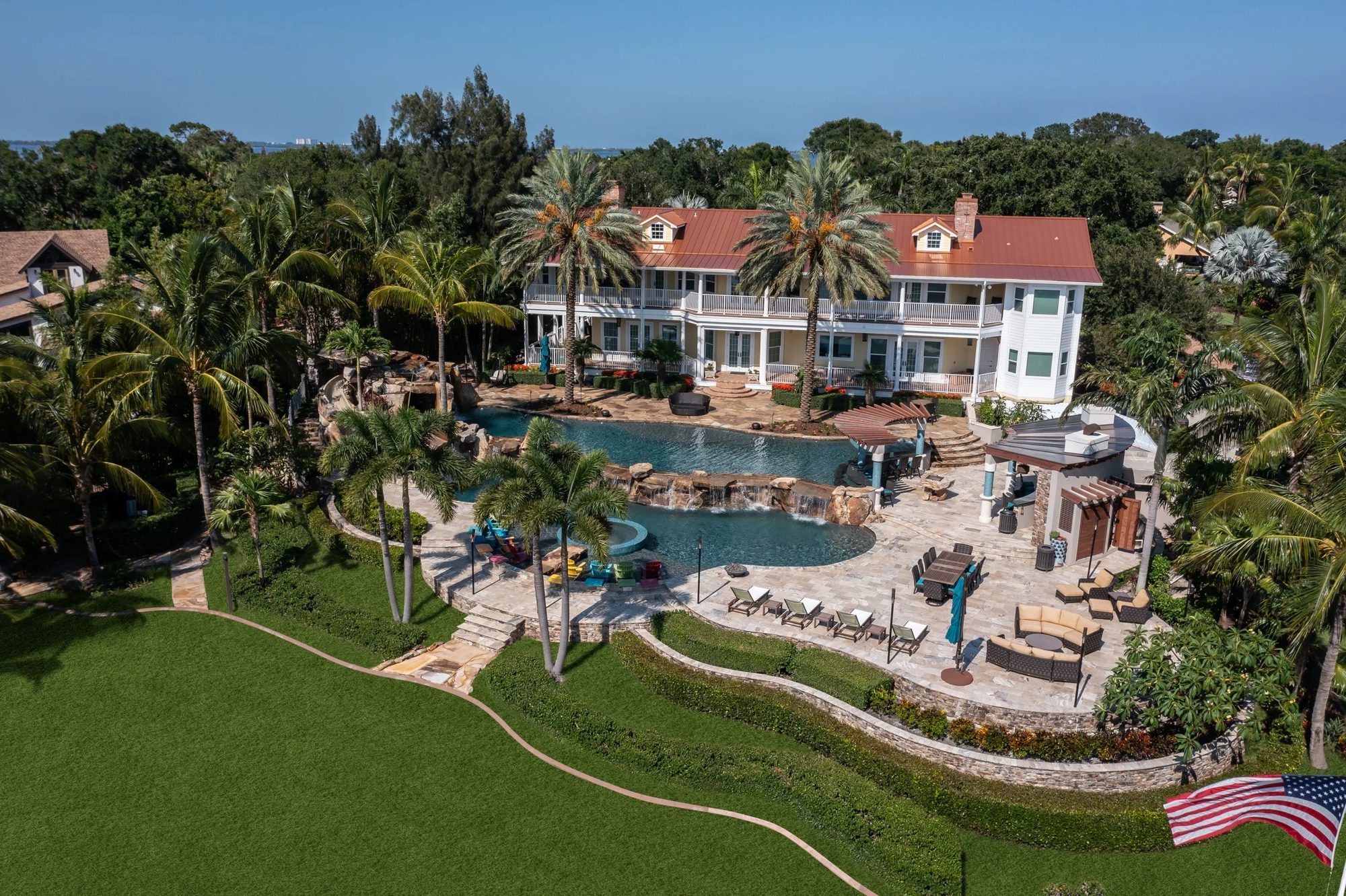 Aerial drone photography of a custom home