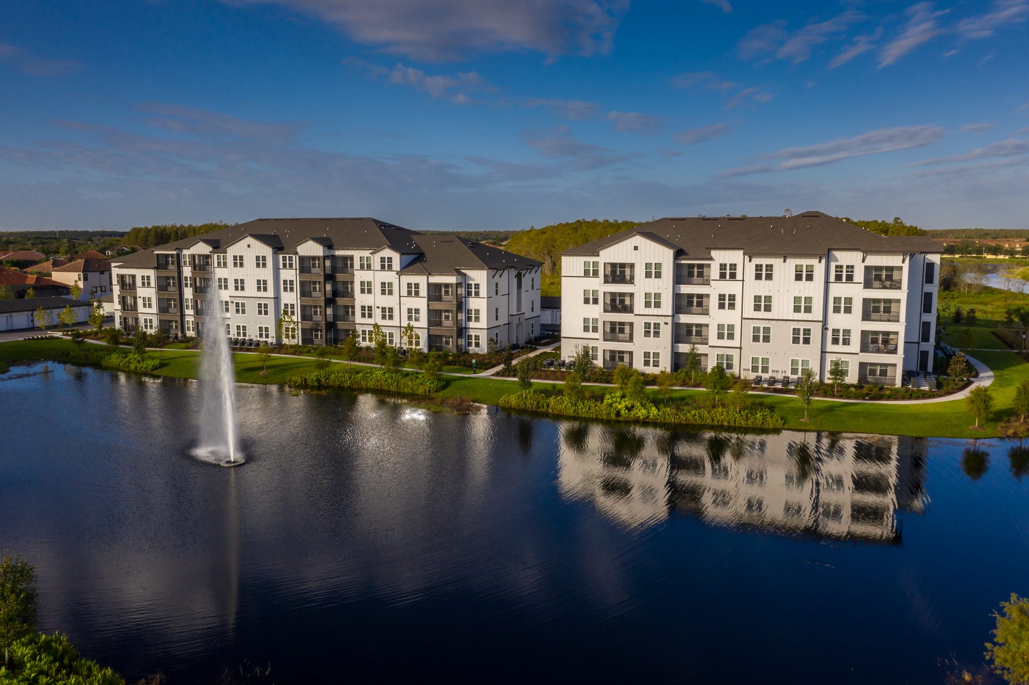 Aerial exterior photography of resort property