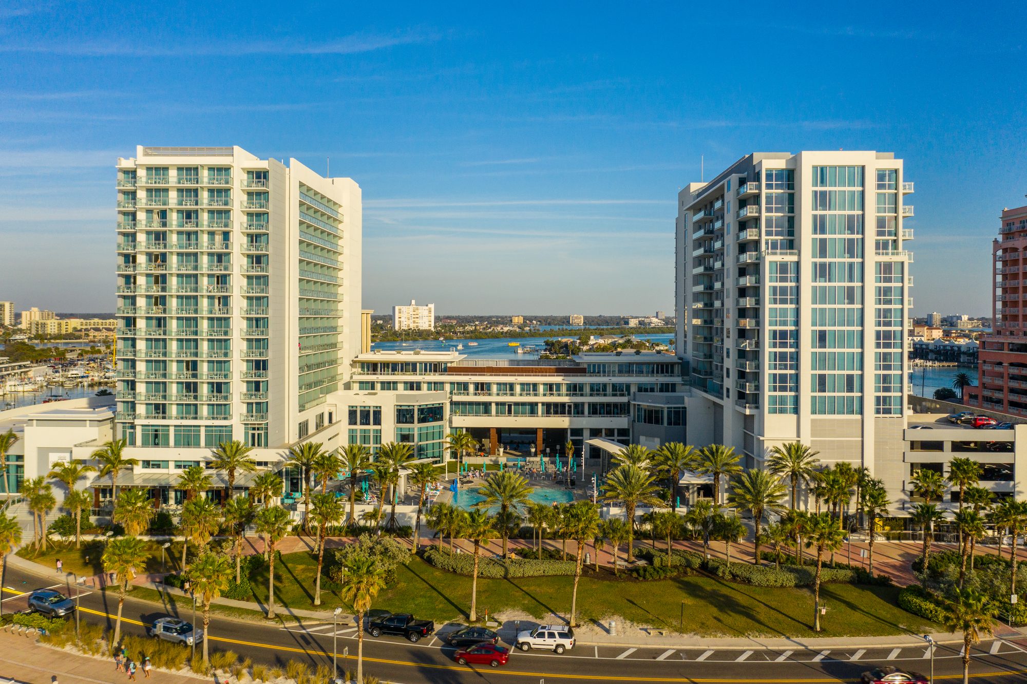 Hotel exterior photographed for hospitality marketing
